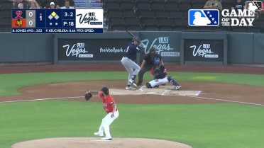 Nolan Jones doubles (1) on a sharp line drive to right fielder Jared Dickey. Ryan Bliss scores.