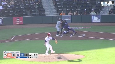 Luke Waddell out on a sacrifice fly to right fielder Alex Ramírez. Patrick Clohisy scores.