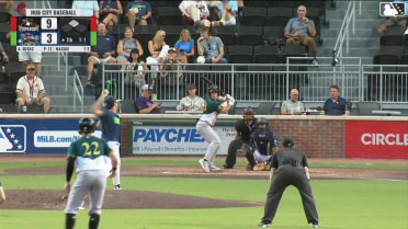 Dallas Macias doubles (3) on a line drive to right fielder Maxton Martin. Mason Guerra scores.