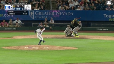Christian Moore homers (7) on a fly ball to center field.