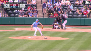 Garrett Martin homers (1) on a fly ball to left field.