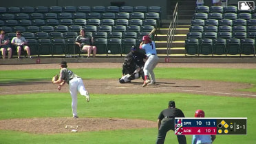 Dakota Harris singles on a fly ball to center fielder Jonny Farmelo. Won-Bin Cho scores. Ryan Campos to 2nd.