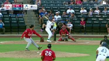 Kendall George singles on a line drive to left fielder Travis Honeyman. Jose Izarra scores.