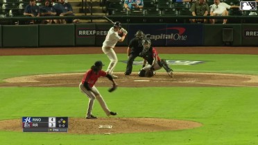 Jarred Kelenic triples (4) on a fly ball to left fielder Manuel Pena. Julian Brock scores.