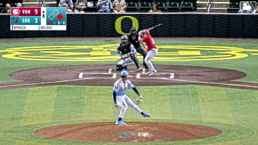 Ryan Sprock doubles (5) on a line drive to center fielder Jose Ortiz. JoJo Parker scores.