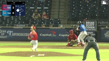 Brando Mayea singles on a line drive to center fielder Victor Cardoza. Bryce Martin-Grudzielanek scores.
