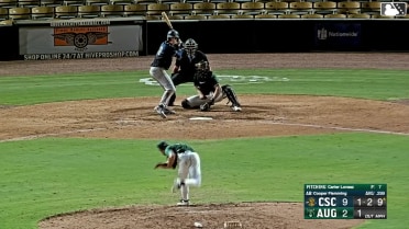 Cooper Flemming doubles (24) on a line drive to left fielder Parker Brosius. Andreimi Antunez scores.