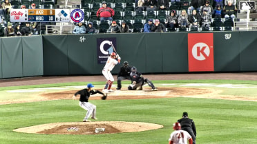 Leandro Pineda grounds into a double play, second baseman Alex Mooney to shortstop Angel Genao to first baseman Ralphy Velazquez. Sam Petersen scores. Sam Brown to 3rd. Caleb Lomavita out at 2nd. Leandro Pineda out at 1st.