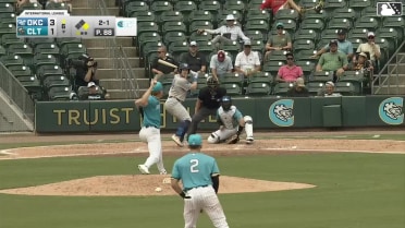 Jack Suwinski homers (15) on a fly ball to left center field. James Tibbs III scores.