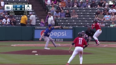 Esmerlyn Valdez singles on a sharp line drive to left fielder Ryan Kreidler. Mitch Jebb scores.