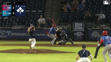 Tarpons challenged (pitch result), call on the field was confirmed: Juan Villavicencio walks. Lyle Miller-Green scores. Cesar Mujica to 3rd. Robert Phelps to 2nd.