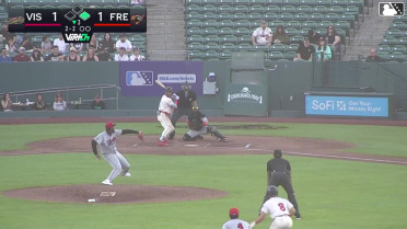 Roldy Brito doubles (9) on a line drive to left fielder Abdias De La Cruz. Cameron Nelson scores.