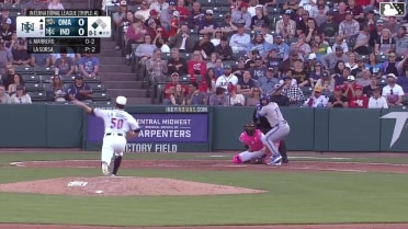 Elih Marrero doubles (4) on a ground ball to right fielder Davis Wendzel. Drew Waters scores.