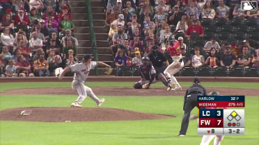 Ryan Wideman singles on a ground ball to right fielder Juneiker Caceres. Justin DeCriscio scores.