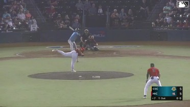 Dean Moss singles on a ground ball to left fielder Paulino Santana. Tom Poole scores.