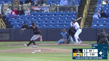 Jaison Chourio out on a sacrifice fly to right fielder Jake McCutcheon. Jace LaViolette scores.
