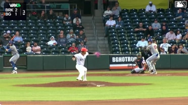 Colin Houck homers (2) on a fly ball to center field.