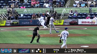 Dane Myers doubles as part of a five hit night