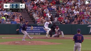 Mitch Jebb singles on a sharp line drive to center fielder Steward Berroa. Ronny Simon scores.