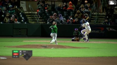 Stiven Martinez homers (1) on a fly ball to right field.