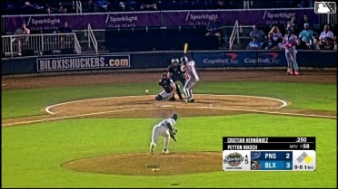 Cristian Hernández doubles (23) on a sharp line drive to left fielder Mark Coley II. Aiva Arquette scores.