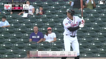 Dustin Harris homers (2) on a fly ball to center field.