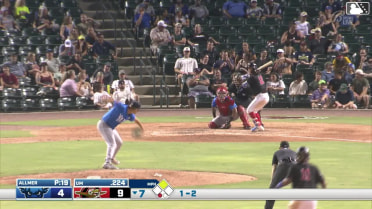 Hyungchan Um singles on a line drive to center fielder Skylar King. Yandel Ricardo scores.