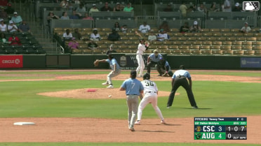 Dalton McIntyre homers (4) on a fly ball to left center field. Nick Montgomery scores. Juan Mateo scores.