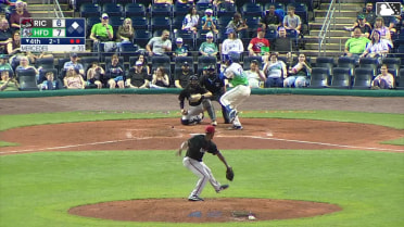 Skyler Messinger doubles (3) on a sharp line drive to center fielder Bo Davidson. Andy Perez scores.