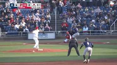 Cutter Coffey singles on a soft fly ball to center fielder Miguel Bleis. Jay Harry scores.