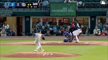 Bryan De La Cruz singles on a sharp line drive to center fielder Brock Jones. Sergio Alcántara scores. Otto Kemp to 2nd.