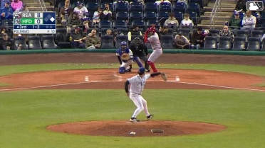 Raylin Heredia doubles (11) on a line drive to center fielder Conner Capel. Kehden Hettiger scores.