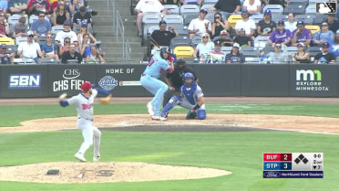 Matt Wallner homers (13) on a fly ball to left field.