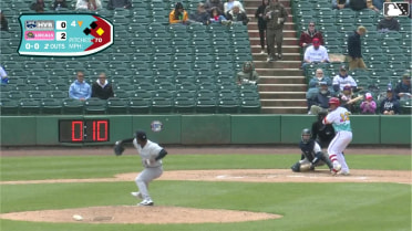 Luis Caicuto doubles (3) on a sharp line drive to center fielder Camden Troyer. Joel Dragoo scores.