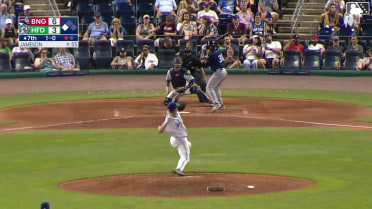 Jose Ramos singles on a sharp ground ball to center fielder GJ Hill. Chris Suero scores.