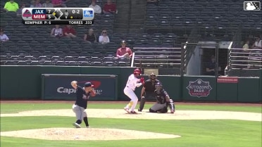 Bryan Torres out on a sacrifice fly to right fielder Matthew Etzel. Colton Ledbetter scores.