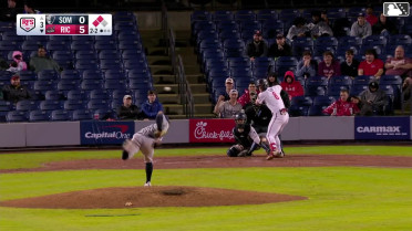 Jonah Cox doubles (6) on a line drive to left fielder Garrett Martin. Adrián Sugastey scores. Diego Velasquez scores.