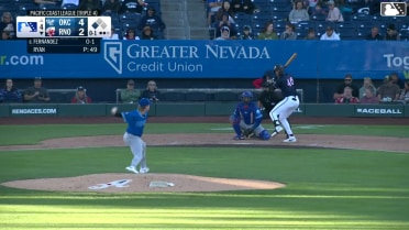 Jose Fernandez singles on a line drive to left fielder Alek Thomas. Tim Tawa scores.
