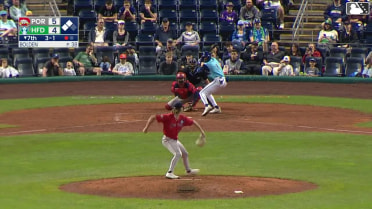 Dyan Jorge singles on a sharp line drive to right fielder Nelly Taylor. Cole Messina scores. GJ Hill to 3rd.