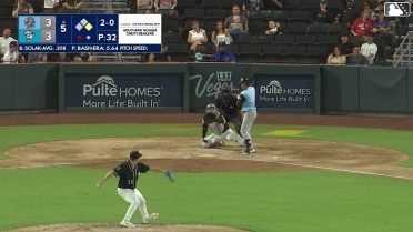 Nick Solak homers (12) on a fly ball to left field. Carlos Rodríguez scores.