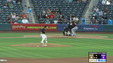 Rodolfo Durán triples (1) on a sharp line drive to center fielder Drew Avans.