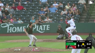 Emil Morales doubles (8) on a line drive to left fielder Jacob Friend. Logan Wagner scores.