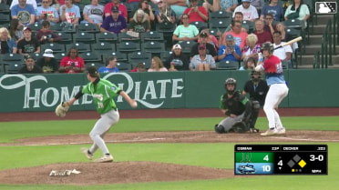 Cameron Decker homers (4) on a fly ball to left center field. Jose Meza scores.