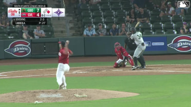 Jhonny Severino homers (1) on a fly ball to left center field. Matt King scores.