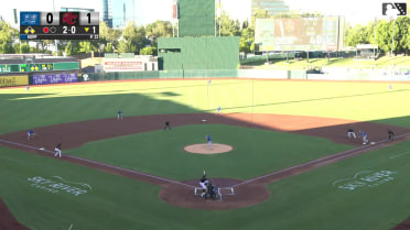 Osleivis Basabe out on a sacrifice fly to left fielder Enrique Hernández. Scott Bandura scores.