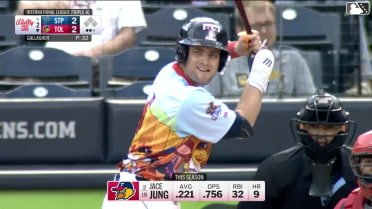 Jace Jung homers (10) on a fly ball to center field.