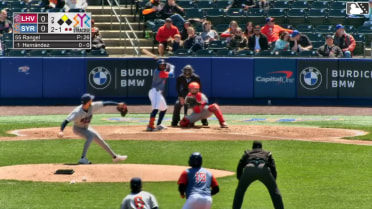 Yonny Hernández singles on a fly ball to second baseman Liover Peguero. Cristian Pache scores.