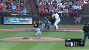 Marco Dinges singles on a line drive to left fielder Colby Shade. Eric Bitonti scores.