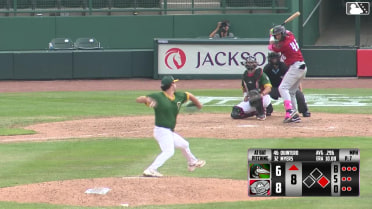 Eduardo Quintero triples (4) on a sharp line drive to right fielder Jake Reinisch. Chase Adkison scores.