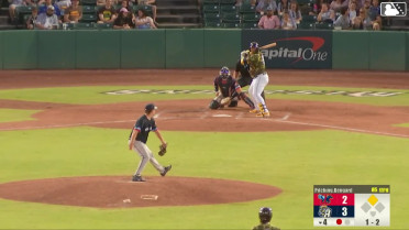 Leandro Cedeño singles on a line drive to right fielder Caleb Roberts. Carson Tucker scores.
